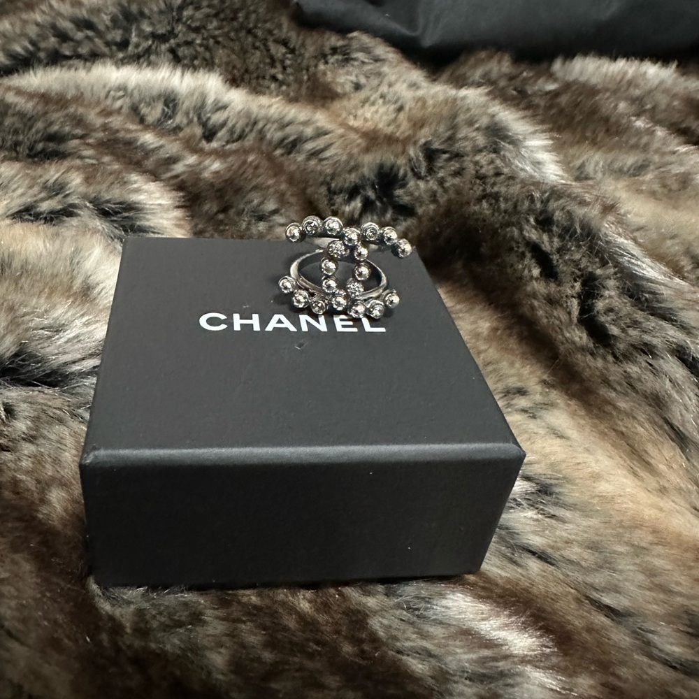 Chanel Silver Crystal Ring